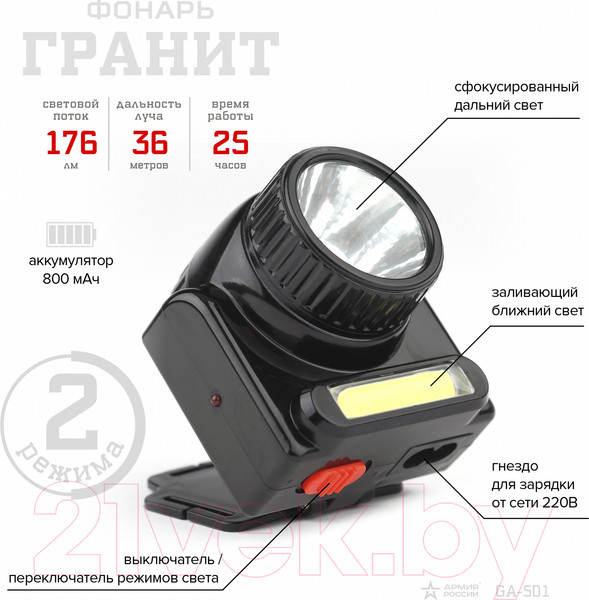 Изображение товара Фонарь ЭРА Армия России. Гранит GA-501 / Б0030185