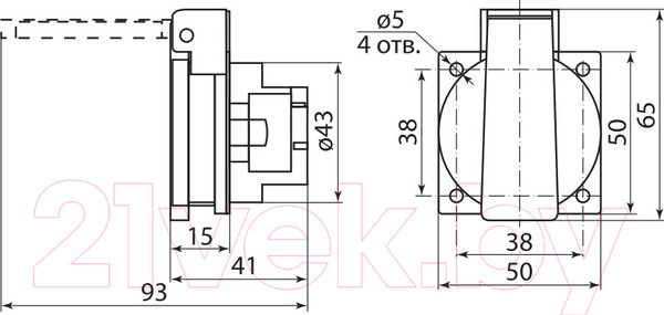 Изображение товара Розетка штепсельная TDM SQ0606-0001