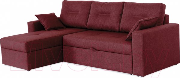 Изображение товара Диван угловой Мебель-Парк Торонто 1 Evolution 6 Cranberry рогожка (вишневый)