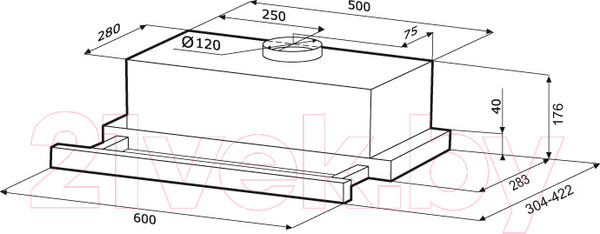 Изображение товара Вытяжка телескопическая Krona Kamilla 6002DN BL / 00026672