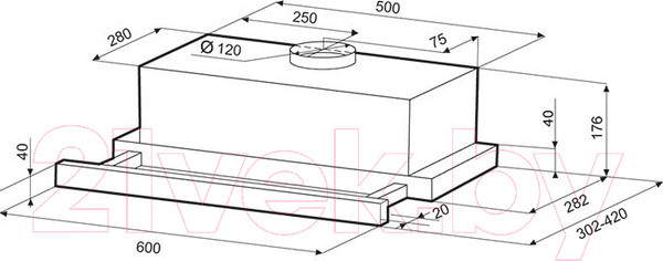 Изображение товара Вытяжка телескопическая Krona Kamilla Eco 600 IX / 00026737