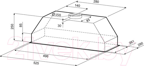 Изображение товара Вытяжка скрытая Krona Runa 600 PB IX / 00026694