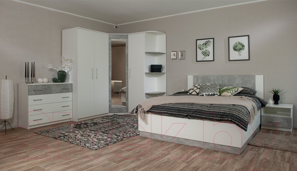 Изображение товара Комплект прикроватных тумб Империал Аврора (белый/ателье светлый)