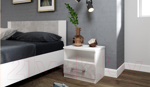 Изображение товара Комплект прикроватных тумб Империал Аврора (белый/ателье светлый)