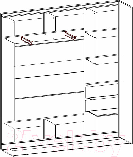 Изображение товара Шкаф-купе Рэйгрупп 176450 SSX Elgon РГ-09.06 (сосна натуральная/хром)
