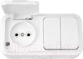 Изображение товара Блок выключатель+розетка Bylectrica Пралеска Аква 2В-РЦ-655 (белый)