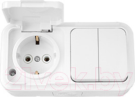 Изображение товара Блок выключатель+розетка Bylectrica Пралеска Аква 2В-РЦ-659 (белый)