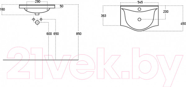 Изображение товара Умывальник Sanovit Albatros 55 10055-KL