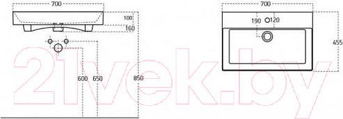 Изображение товара Умывальник Sanovit Slim Synergy 17070