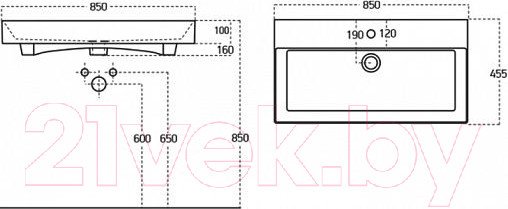 Изображение товара Умывальник Sanovit Slim Synergy 17085