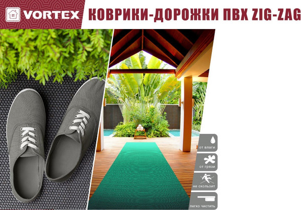 Изображение товара Коврик защитный VORTEX Zig-Zag 90x1000 / 22157 (черный)
