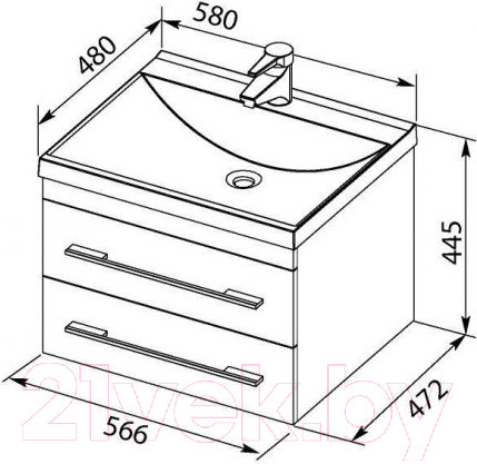 Изображение товара Умывальник Aquanet Нота 58 / 204117