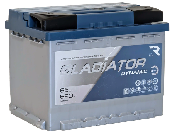 Изображение товара Автомобильный аккумулятор Gladiator Dynamic L+ (65 А/ч)