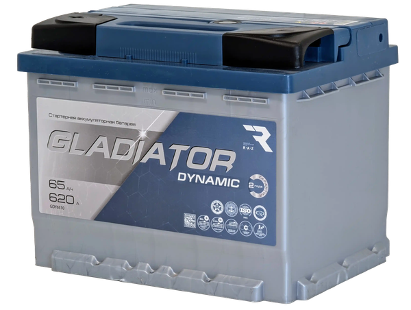 Изображение товара Автомобильный аккумулятор Gladiator Dynamic L+ (65 А/ч)