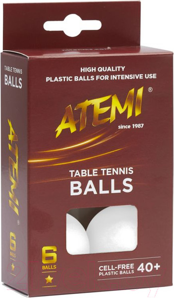 Изображение товара Набор мячей для настольного тенниса Atemi 1* (6шт, белый)
