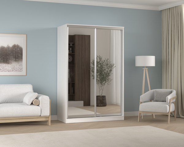 Изображение товара Шкаф-купе Кортекс-мебель Сенатор ШК10 Классика зеркало (белый)