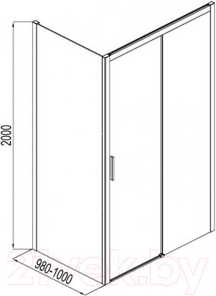 Изображение товара Душевая стенка Aquanet Pleasure 100 / AE60-F-100H200U-BT (прозрачное стекло)