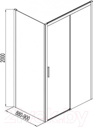 Изображение товара Душевая стенка Aquanet Pleasure 90 / AE60-F-90H200U-BT (прозрачное стекло)