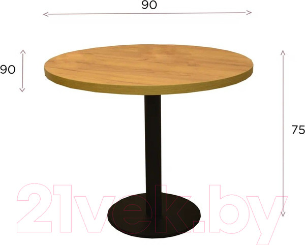 Изображение товара Обеденный стол Millwood Лофт Хельсинки 4 Л D900x750 (дуб табачный Craft/металл черный)