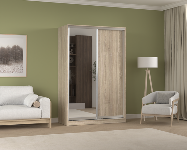 Изображение товара Шкаф-купе Кортекс-мебель Сенатор ШК10-45 Классика ДСП с зеркалом (дуб сонома)