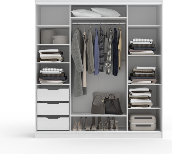 Изображение товара Шкаф-купе Кортекс-мебель Сенатор ШК12 Классика ДСП с зеркалом (белый)