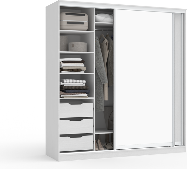 Изображение товара Шкаф-купе Кортекс-мебель Сенатор ШК12 Классика ДСП с зеркалом (белый)