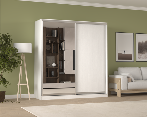 Изображение товара Шкаф-купе Кортекс-мебель Сенатор ШК12 Классика ДСП с зеркалом (белый)