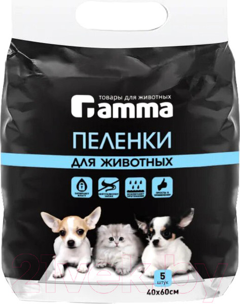 Изображение товара Одноразовая пеленка для животных Gamma 40x60 / 30552001 (5шт)