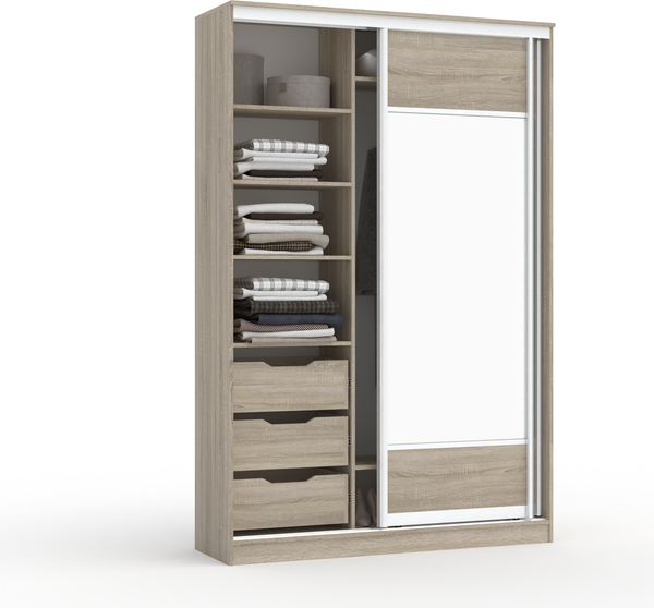 Изображение товара Шкаф-купе Кортекс-мебель Сенатор ШК10-45 Геометрия с зеркалом (дуб сонома)