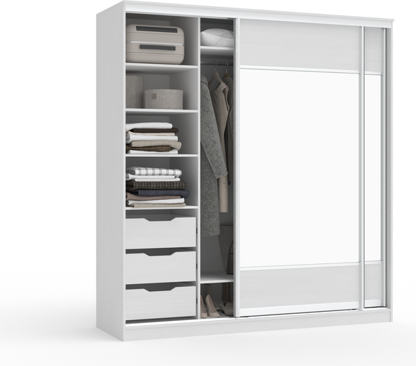 Изображение товара Шкаф-купе Кортекс-мебель Сенатор ШК12 Геометрия ДСП с зеркалом (белый)