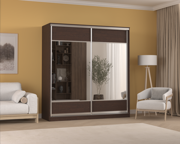 Изображение товара Шкаф-купе Кортекс-мебель Сенатор ШК12 Геометрия ДСП с зеркалом (венге)