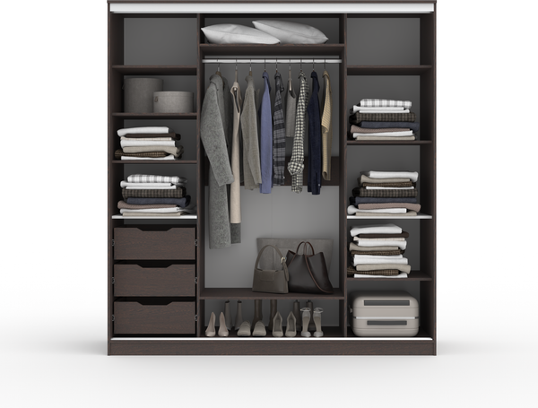 Изображение товара Шкаф-купе Кортекс-мебель Сенатор ШК12 Геометрия ДСП с зеркалом (венге)