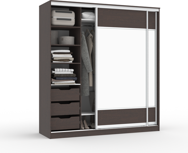 Изображение товара Шкаф-купе Кортекс-мебель Сенатор ШК12 Геометрия ДСП с зеркалом (венге)