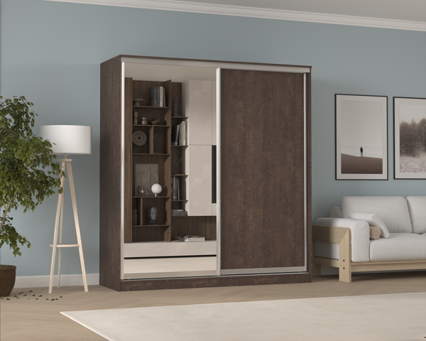 Изображение товара Шкаф-купе Кортекс-мебель Сенатор ШК12 Классика ДСП с зеркалом (береза)