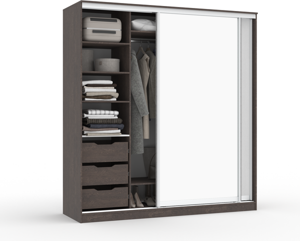 Изображение товара Шкаф-купе Кортекс-мебель Сенатор ШК12 Классика ДСП с зеркалом (береза/белый)