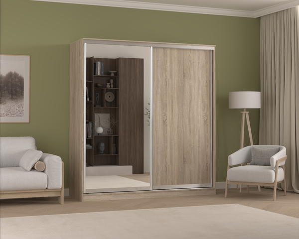 Изображение товара Шкаф-купе Кортекс-мебель Сенатор ШК12 Классика ДСП с зеркалом (дуб сонома)