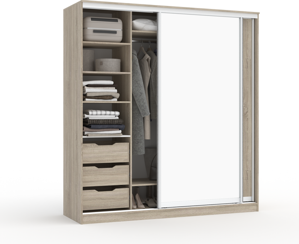 Изображение товара Шкаф-купе Кортекс-мебель Сенатор ШК12 Классика ДСП с зеркалом (дуб сонома)