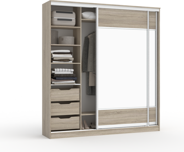 Изображение товара Шкаф-купе Кортекс-мебель Сенатор ШК12-45 Геометрия ДСП с зеркалом (дуб сонома)