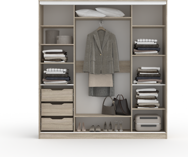 Изображение товара Шкаф-купе Кортекс-мебель Сенатор ШК12-45 Геометрия ДСП с зеркалом (дуб сонома)