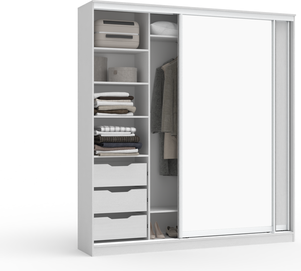 Изображение товара Шкаф-купе Кортекс-мебель Сенатор ШК12-45 Классика ДСП с зеркалом (белый)