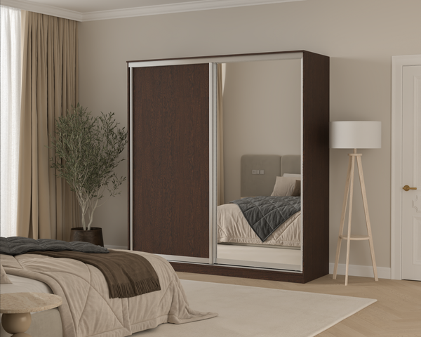 Изображение товара Шкаф-купе Кортекс-мебель Сенатор ШК12-45 Классика ДСП с зеркалом (венге)