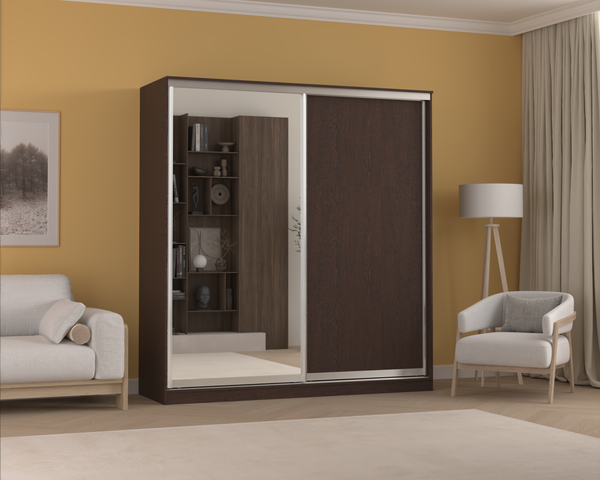 Изображение товара Шкаф-купе Кортекс-мебель Сенатор ШК12-45 Классика ДСП с зеркалом (венге)