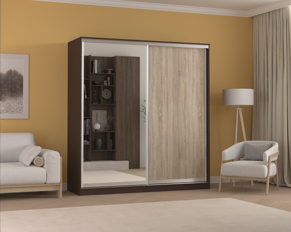 Изображение товара Шкаф-купе Кортекс-мебель Сенатор ШК12-45 Классика ДСП с зеркалом (венге/дуб сонома)