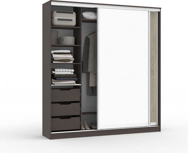 Изображение товара Шкаф-купе Кортекс-мебель Сенатор ШК12-45 Классика ДСП с зеркалом (венге/дуб сонома)