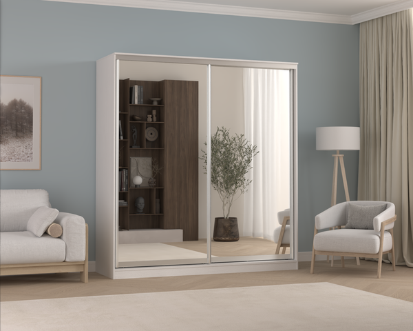 Изображение товара Шкаф-купе Кортекс-мебель Сенатор ШК12-45 Классика зеркало (белый)