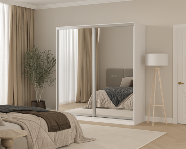 Изображение товара Шкаф-купе Кортекс-мебель Сенатор ШК12-45 Классика зеркало (белый)