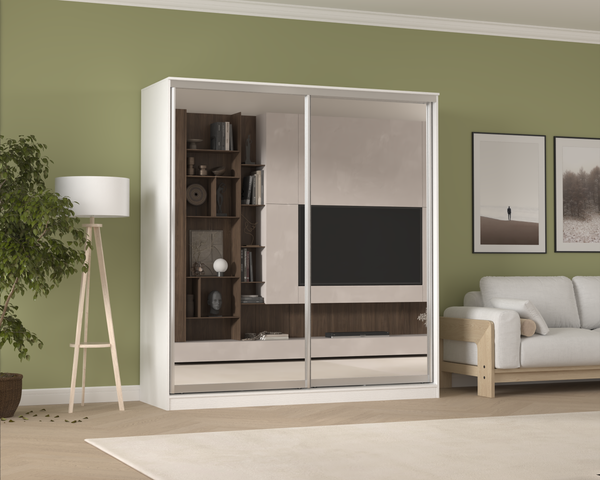 Изображение товара Шкаф-купе Кортекс-мебель Сенатор ШК12-45 Классика зеркало (белый)