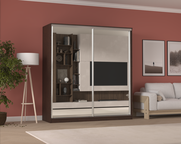 Изображение товара Шкаф-купе Кортекс-мебель Сенатор ШК12-45 Классика зеркало (венге)