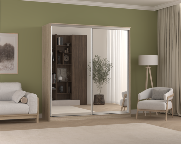 Изображение товара Шкаф-купе Кортекс-мебель Сенатор ШК12-45 Классика зеркало (дуб сонома)