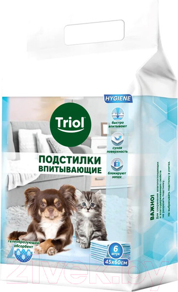 Изображение товара Одноразовая пеленка для животных Triol 30551003 (6шт)